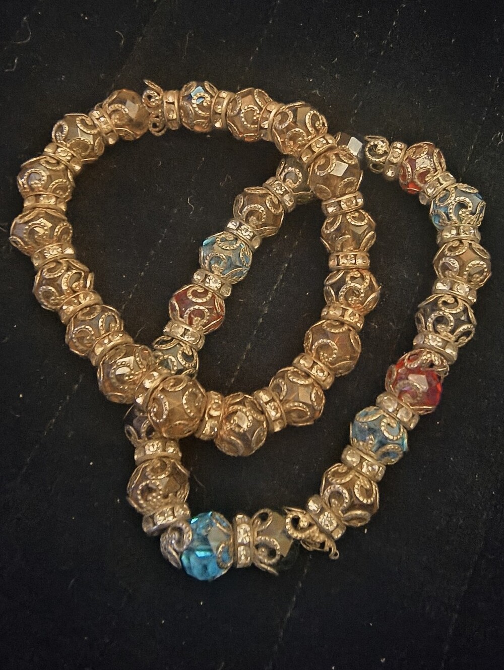 Gold-Tone Multi-Color Beaded Women's Bracelet Set
